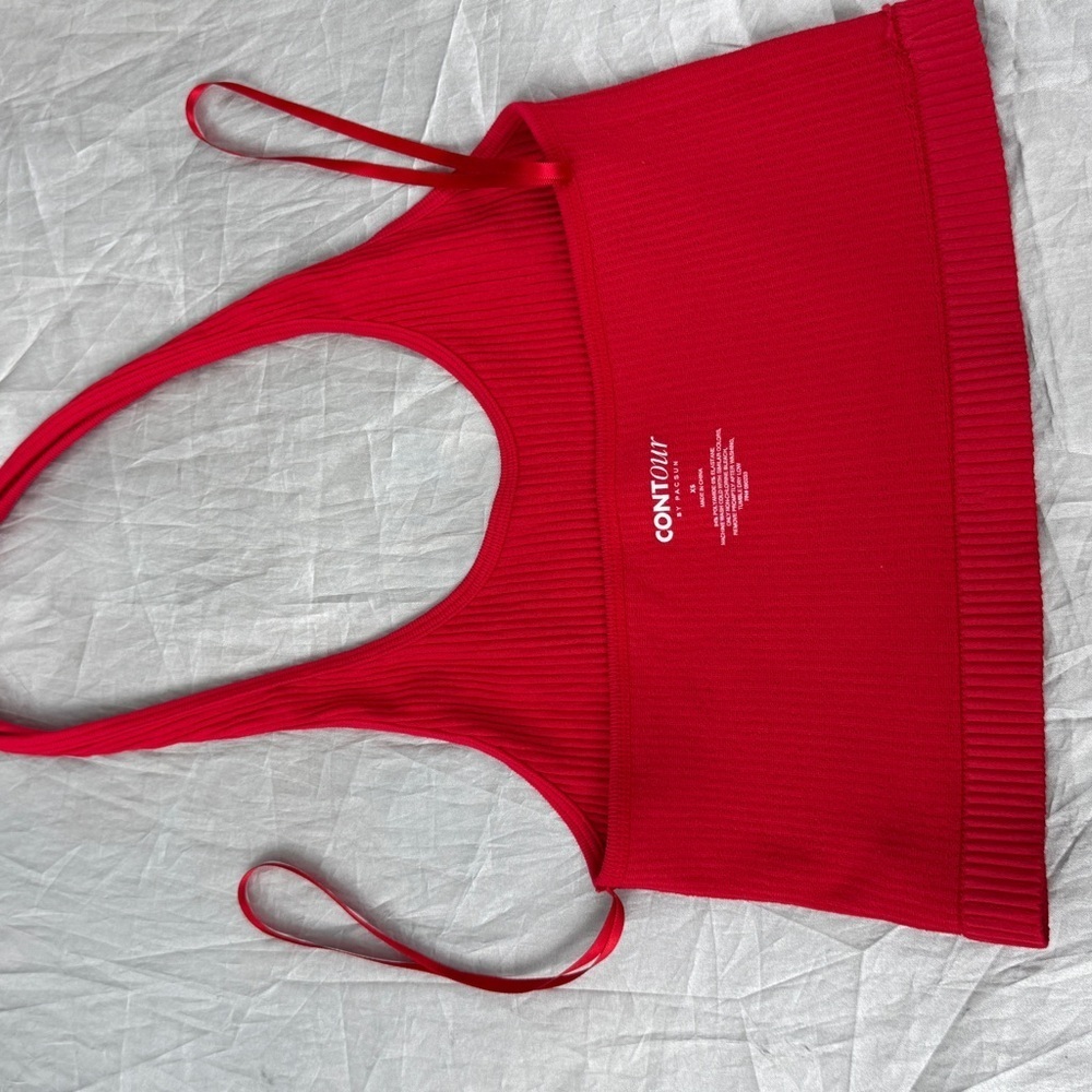 Red Ribbed Crop Top - Picture 8 of 10
